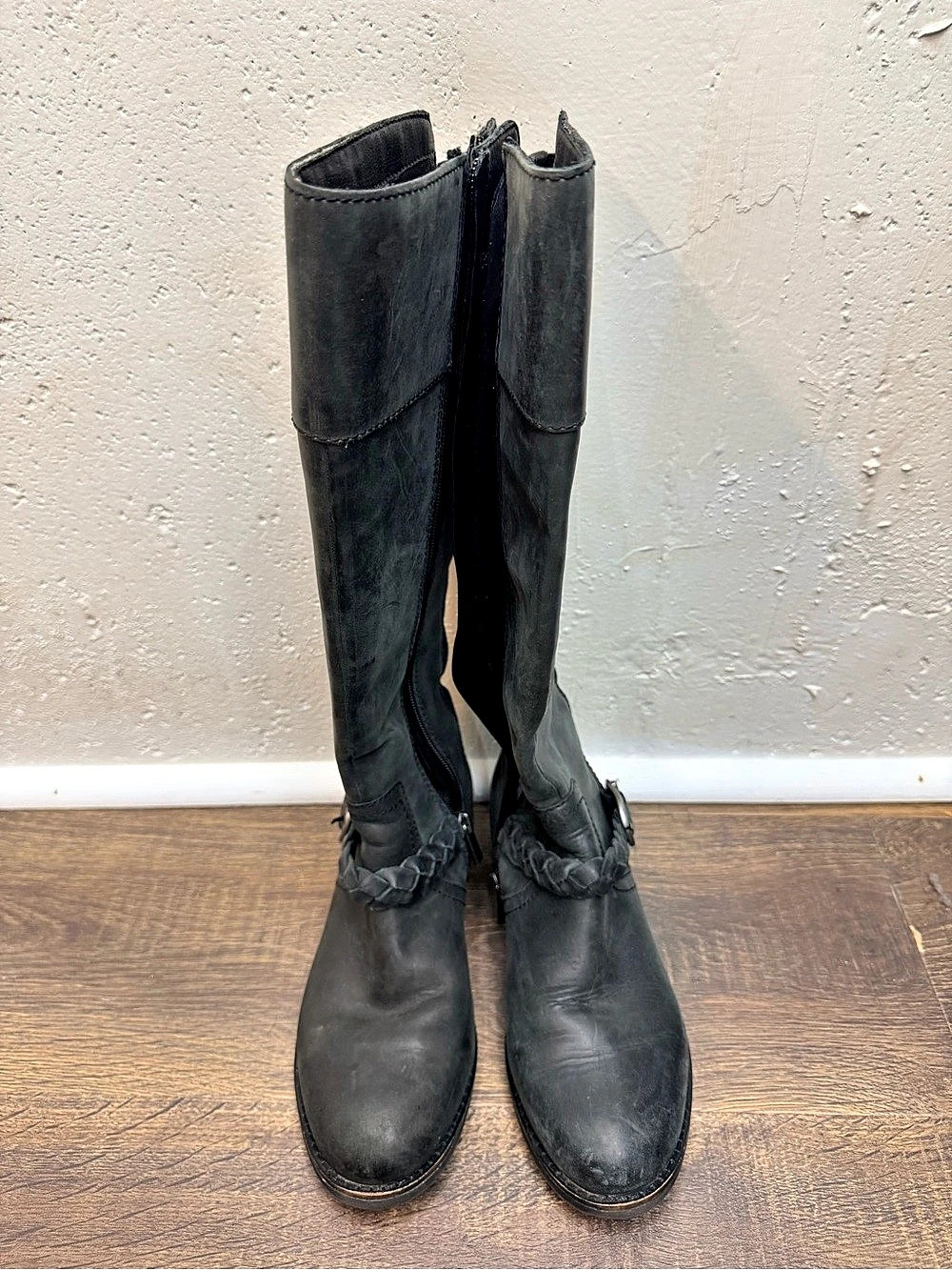 Earth Mira Black Leather Knee High Riding Boots